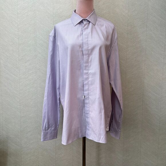 John Varvatos Slim Fit Button Front Lavender Classic Dress Shirt Mens Size 34/35 - Picture 1 of 11